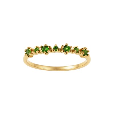 Sterling Silver Chrome Diopside Ring Over 18K Yellow Gold Plated