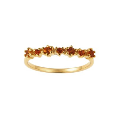 Sterling Silver Madeira Citrine Ring Over 18K Yellow Gold Plated