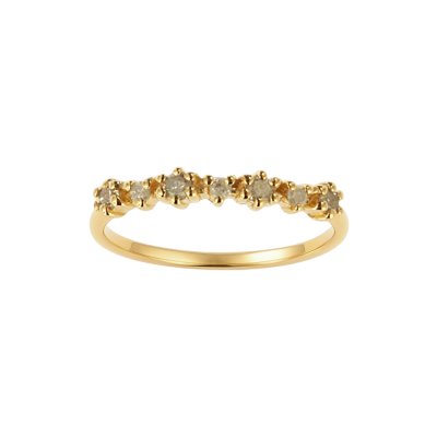 Sterling Silver Diamond Ring Over 18K Yellow Gold Plated