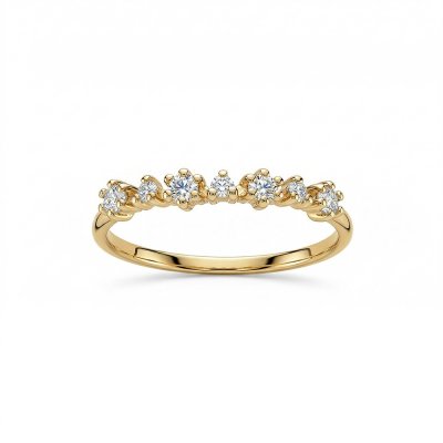 Sterling Silver Diamond Ring Over 18K Yellow Gold Plated