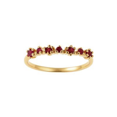 Sterling Silver Ruby Ring Over 18K Yellow Gold Plated