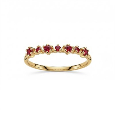 Sterling Silver Ruby Ring Over 18K Yellow Gold Plated