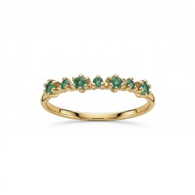 Sterling Silver Emeral Ring Over 18K Yellow Gold Plated