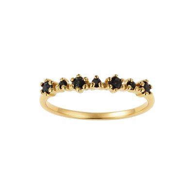 Sterling Silver Blue Sapphire Ring Over 18K Yellow Gold Plated