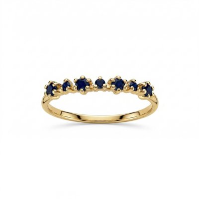 Sterling Silver Blue Sapphire Ring Over 18K Yellow Gold Plated