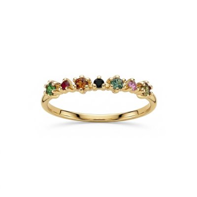 Sterling Silver Muiti Tourmaline Ring Over 18K Yellow Gold Plated