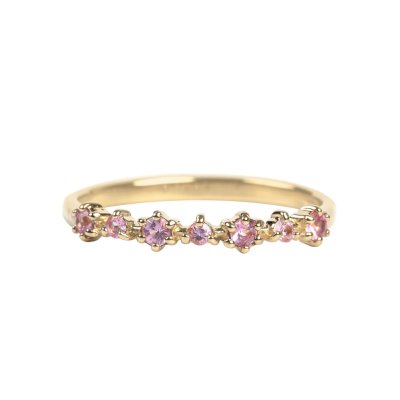 Sterling Silver Pink Sapphire Ring Over 18K Yellow Gold Plated