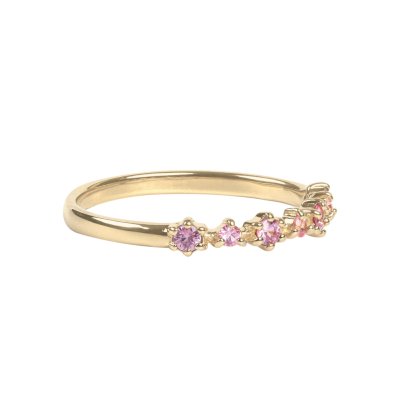 Sterling Silver Pink Sapphire Ring Over 18K Yellow Gold Plated