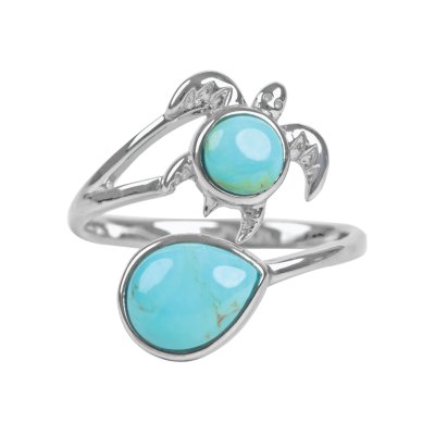 Sterling Silver Turquoise Turtle Ocean Ring