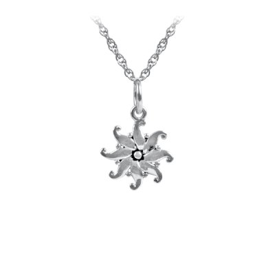 Sterling Silver flower Pendant With Chain 18 Inches