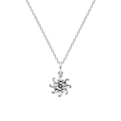Sterling Silver flower Pendant With Chain 18 Inches