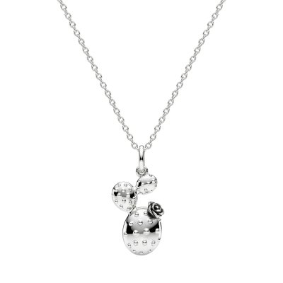 Sterling Silver Cactus Boho Pendant With Chain 18 Inches