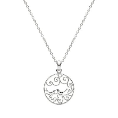 Sterling Silver Lovebirds Pendant With Chain 16 Inches + Extension 2 Inches