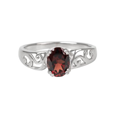 Sterling Silver Red Garnet Ring