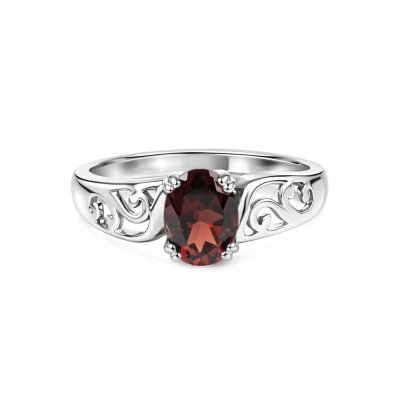 Sterling Silver Red Garnet Ring