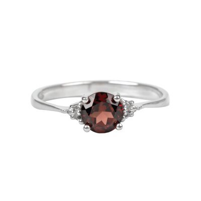 Sterling Silver Red Garnet Ring