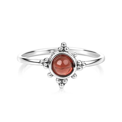 Sterling Silver Red Garnet Ring