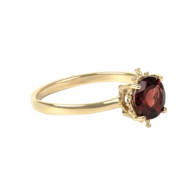 Stering Silver Red Garnet Ring Over 18K Yellow Gold Plated