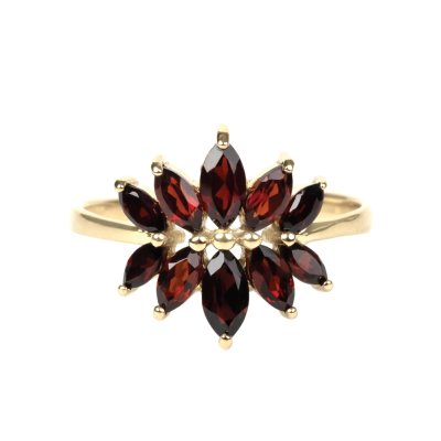 Sterling Silver Red Garnet Ring Over 18k Yellow Gold Plated