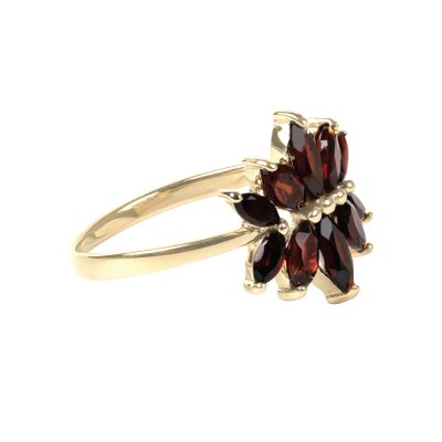 Sterling Silver Red Garnet Ring Over 18k Yellow Gold Plated
