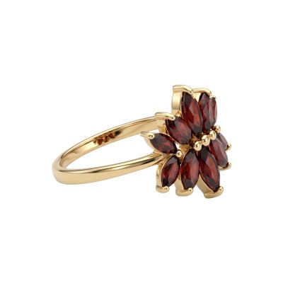 Sterling Silver Red Garnet Ring Over 18k Yellow Gold Plated