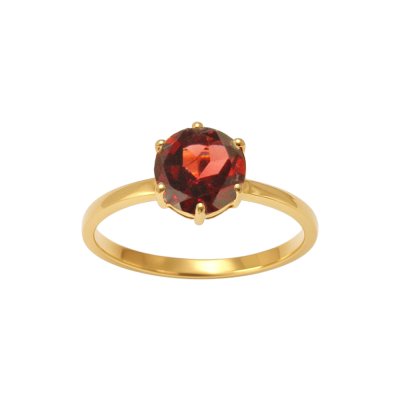 Sterling Silver Red Garnet Ring Over 18k Yellow Gold Plated