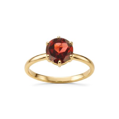 Sterling Silver Red Garnet Ring Over 18k Yellow Gold Plated