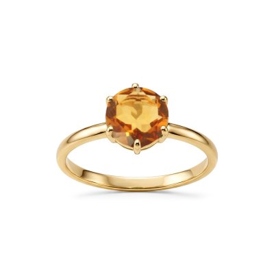 Sterling Silver Citrine Ring Over 18k Yellow Gold Plated