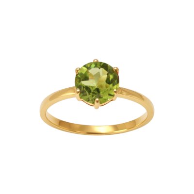 Sterling Silver Peridot Ring Over 18k Yellow Gold Plated