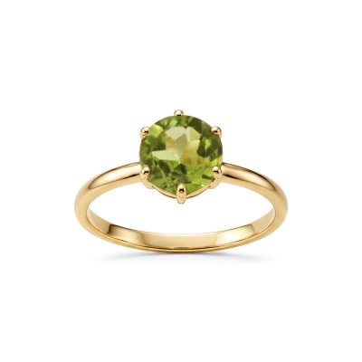 Sterling Silver Peridot Ring Over 18k Yellow Gold Plated