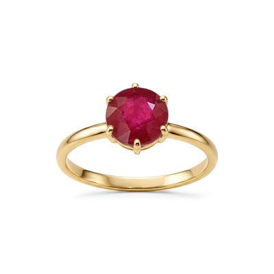 Sterling Silver Ruby Ring Over 18k Yellow Gold Plated