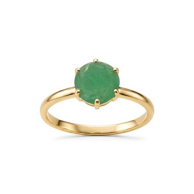 Sterling Silver Emerald Ring Over 18k Yellow Gold Plated