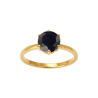 Sterling Silver Blue Sapphire Ring Over 18K Yellow Gold Plated