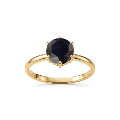 Sterling Silver Blue Sapphire Ring Over 18K Yellow Gold Plated