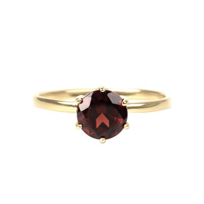 Sterling Silver Red Garnet Ring Over 18k Yellow Gold Plated