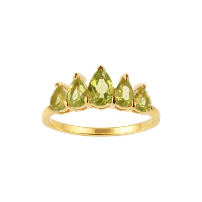 Sterling Silver Peridot Ring Over 18K Yellow Gold Plated