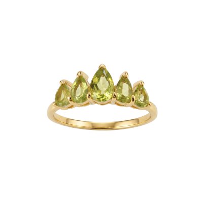 Sterling Silver Peridot Ring Over 18K Yellow Gold Plated