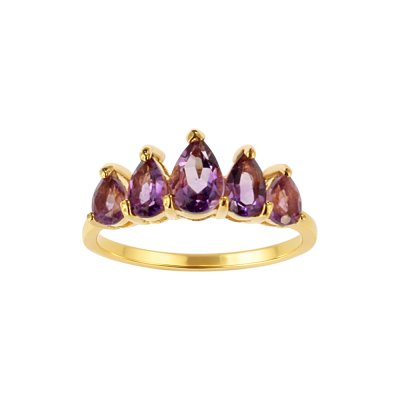 Sterling Silver Amethyst Ring Over 18K Yellow Gold Plated