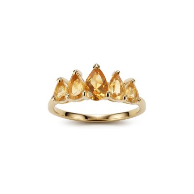 Sterling Silver Citrine Ring Over 18K Yellow Gold Plated