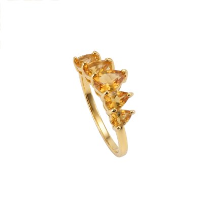 Sterling Silver Citrine Ring Over 18K Yellow Gold Plated