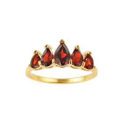 Sterling Silver Garnet Ring Over 18K Yellow Gold Plated