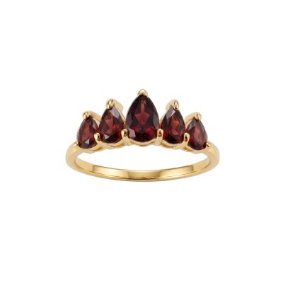 Sterling Silver Garnet Ring Over 18K Yellow Gold Plated