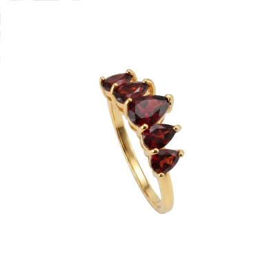 Sterling Silver Garnet Ring Over 18K Yellow Gold Plated