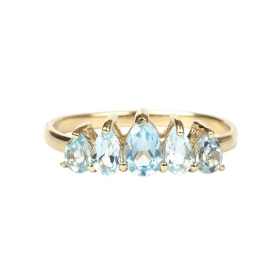 Sterling Silver Sky Blue Topaz Ring Over 18K Yellow Gold Plated