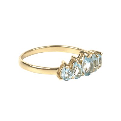 Sterling Silver Sky Blue Topaz Ring Over 18K Yellow Gold Plated