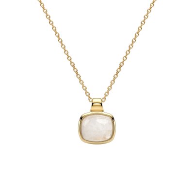 Rainbow Moonstone 18K Yellow Gold Plated Sterling Silver Rectangle Pendant Necklace