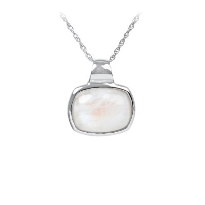 Sterling Silver Rainbow Moonstone Pendant With Chain 18 Inches