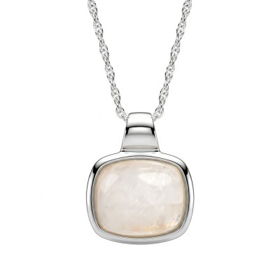 Sterling Silver Rainbow Moonstone Pendant With Chain 18 Inches