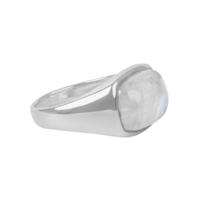 Sterling Silver Rainbow Moonstone Signet Ring