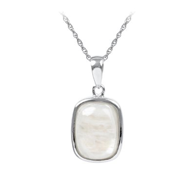 Sterling Silver Rainbow Moonstone Pendant With Chain 18 Inches